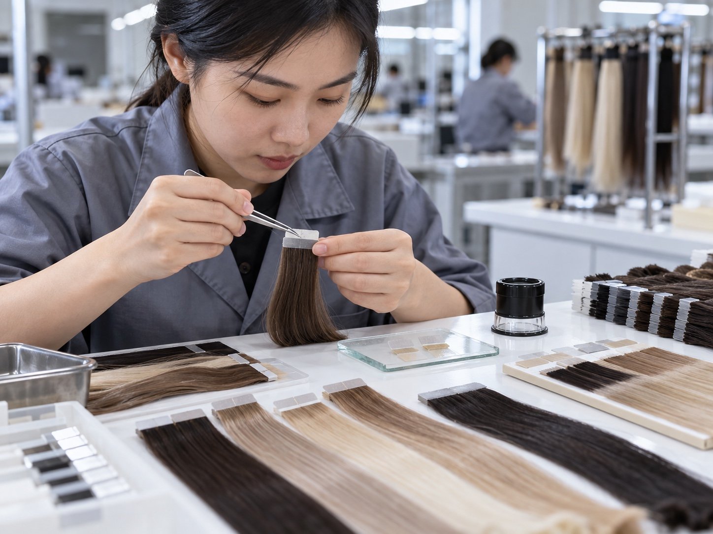 Illustrative inspection of a tape-in extension tab and adhesive edge