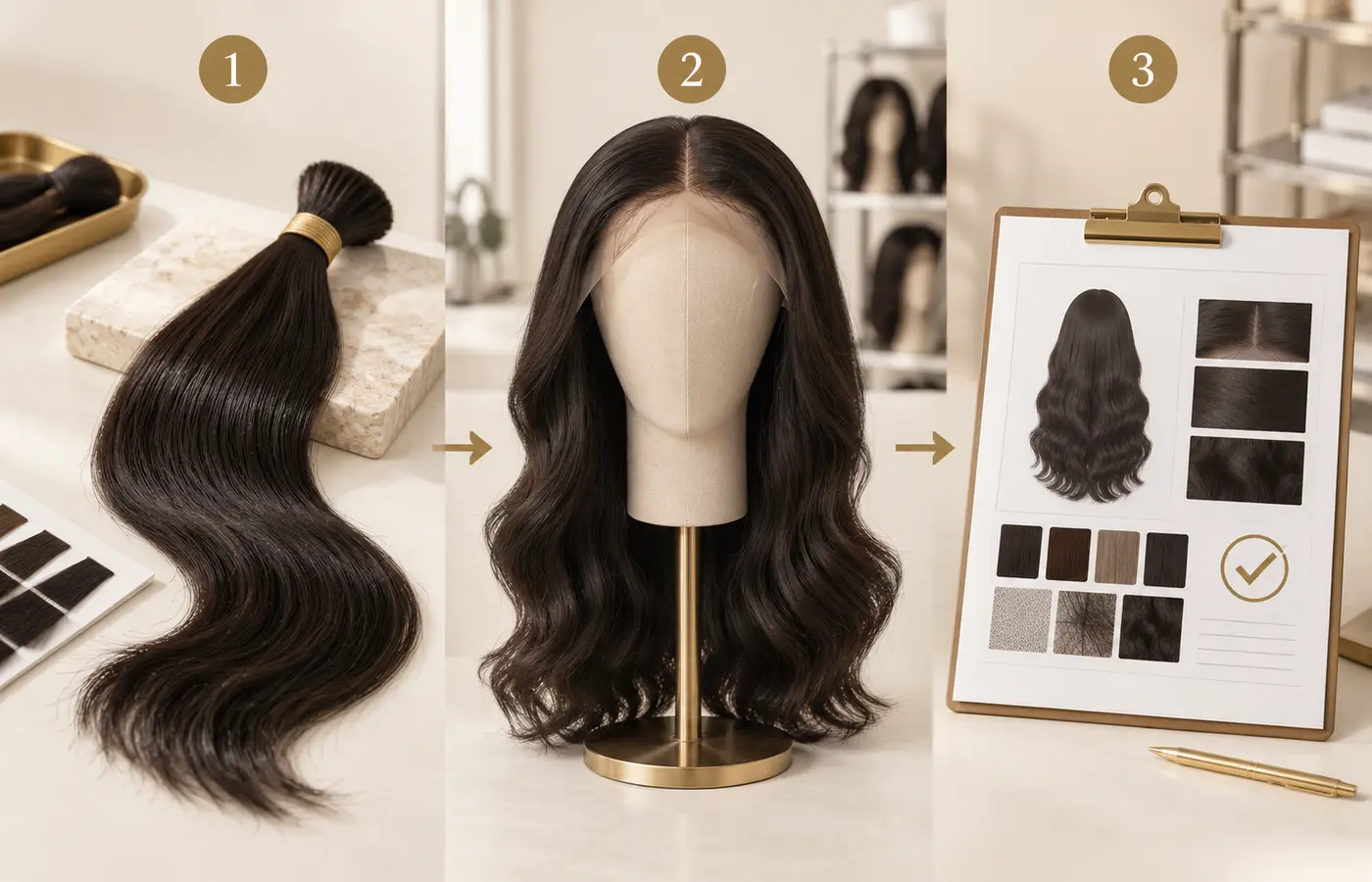 Wig material sample testing workflow before bulk production