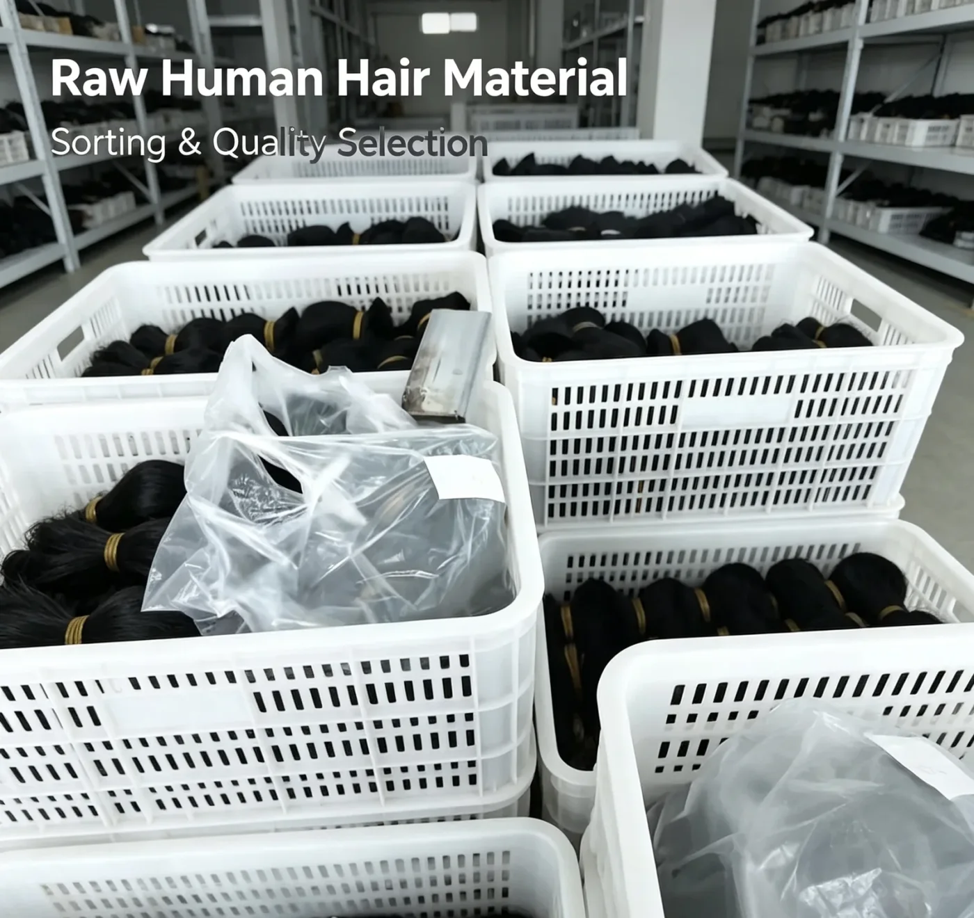 Human hair material sorting for sample and specification comparison