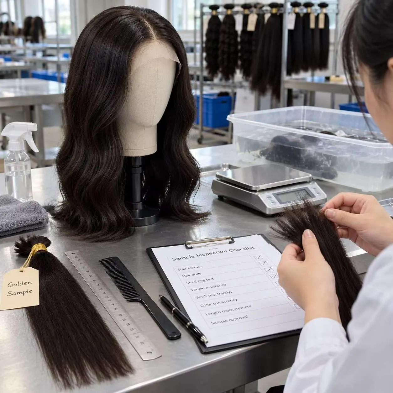 Illustration of sample checks for human hair donor structure and quality