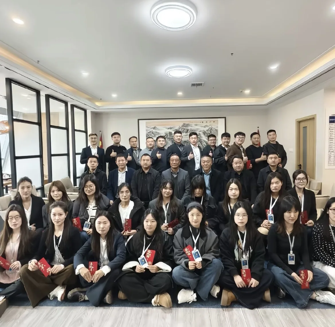 Vayora team members posing for a group photograph indoors