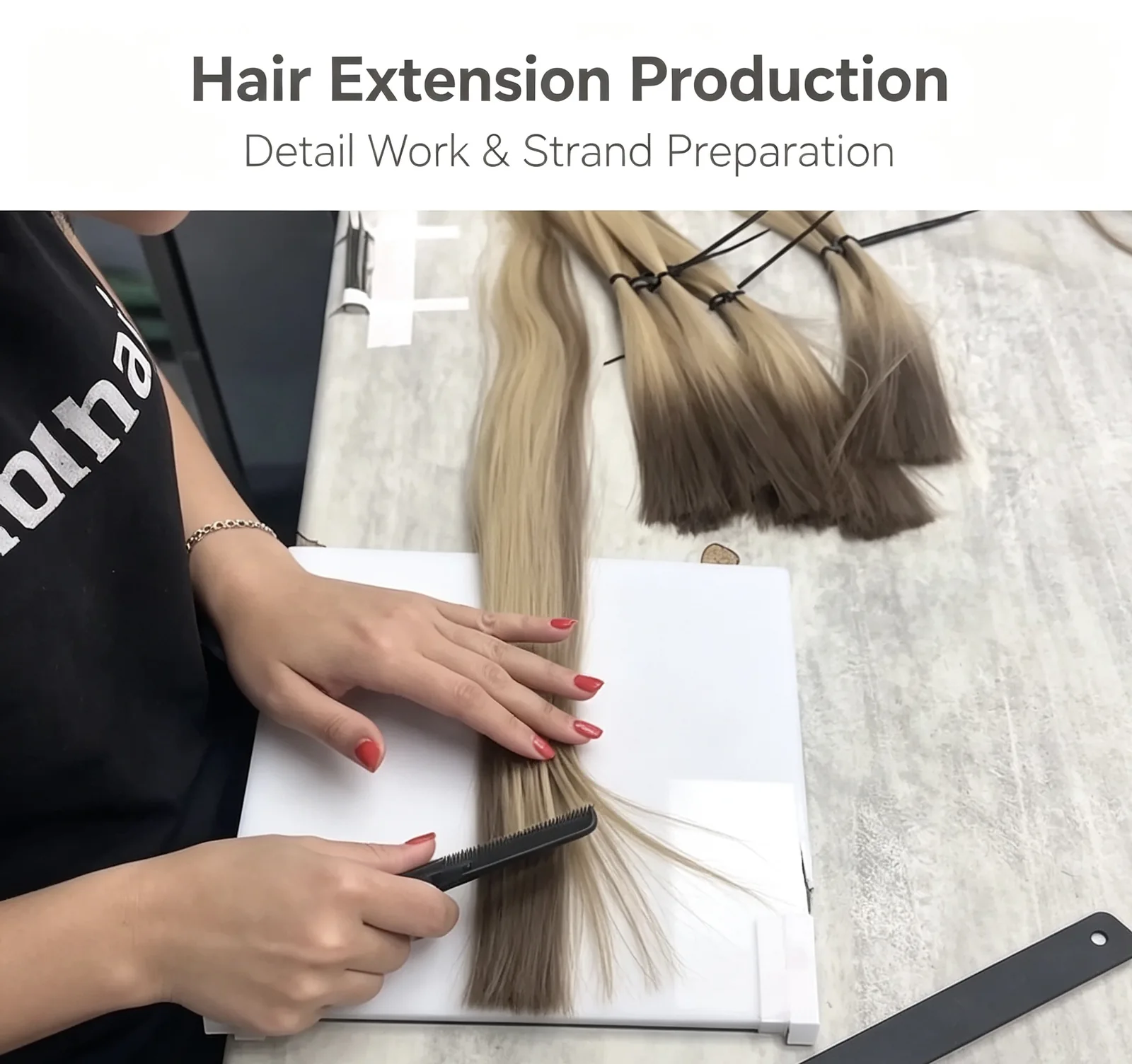 Hair extension strand preparation for a controlled sample